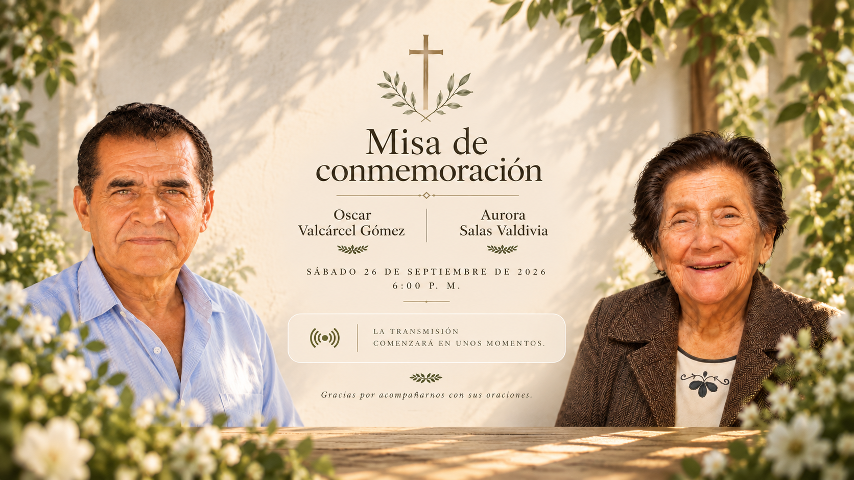 Misa de conmemoración de Oscar Valcárcel Gómez y Aurora Salas Valdivia